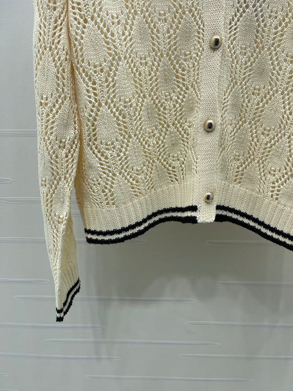 CC 26s Open-Knit Cardigan Shorts Set Cream Wool 427247