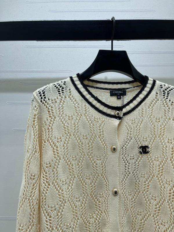 CC 26s Open-Knit Cardigan Shorts Set Cream Wool 427247