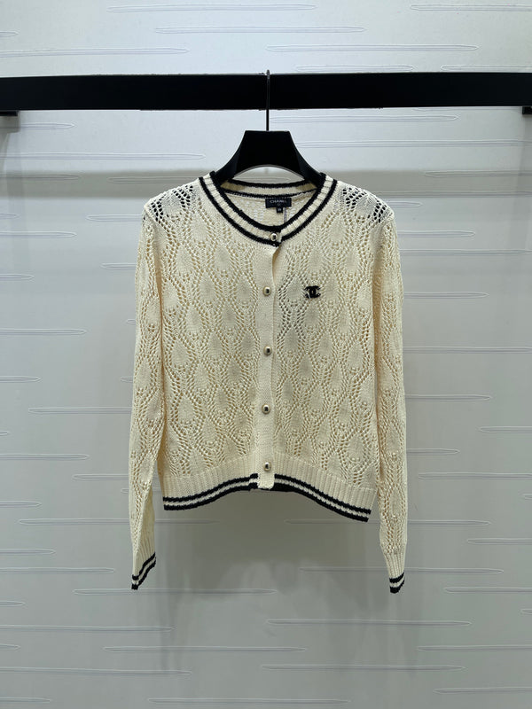 CC 26s Open-Knit Cardigan Shorts Set Cream Wool 427247