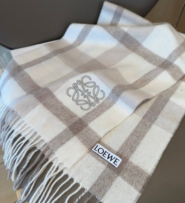 Loewe Scarf 180CM Ivory Beige Cashmere 969482
