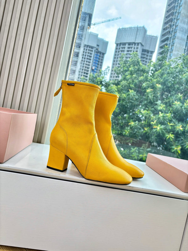 Miu Bootie Yellow Nappa Leather 506641