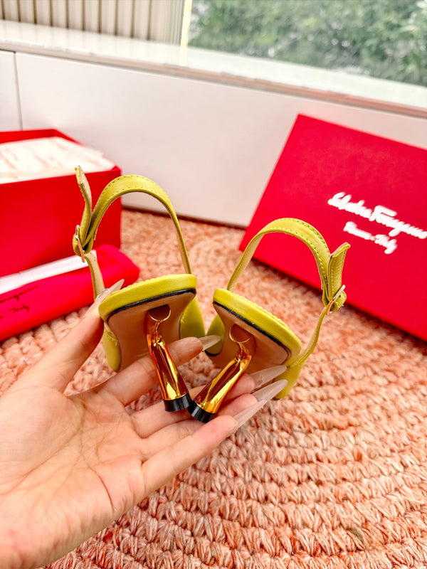 Ferragamo Salvatore Slingback Yellow Sheepskin 760457