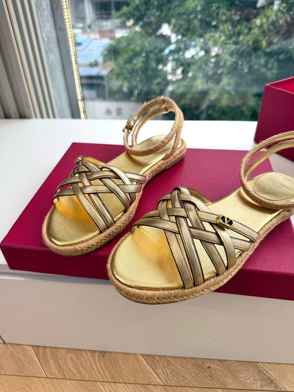 VLTN Espadrille Sandals Gold Leather 933612