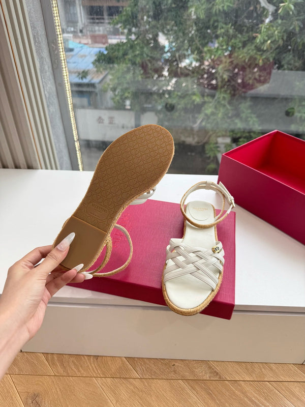 VLTN Bribri Espadrille Sandals White Leather 933615