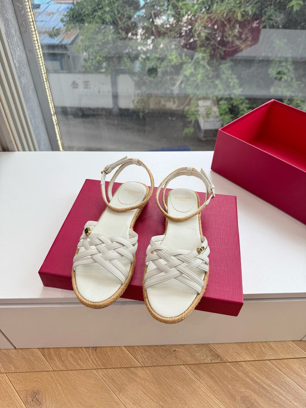 VLTN Bribri Espadrille Sandals White Leather 933615