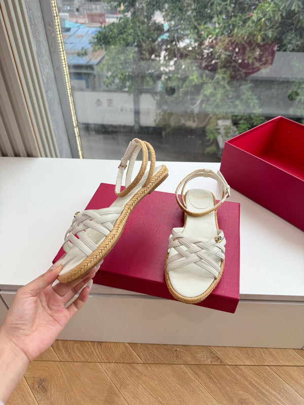 VLTN Bribri Espadrille Sandals White Leather 933615
