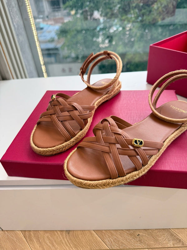 VLTN Bribri Espadrille Sandals Brown Leather 933616