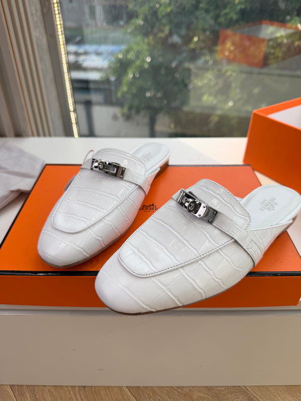 HM 26s Destin Mule White Crocodile Leather 967710