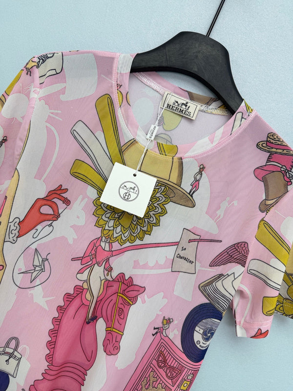 HM 26s T-Shirt Pink Colorful Mesh 367053