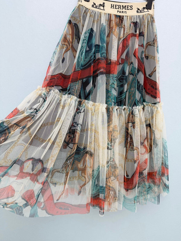 HM 26s Cake Skirt Ivory Colorful Mesh 367055