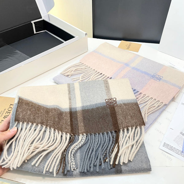 Loewe Scarf 180CM Light Blue Beige Cashmere 969304