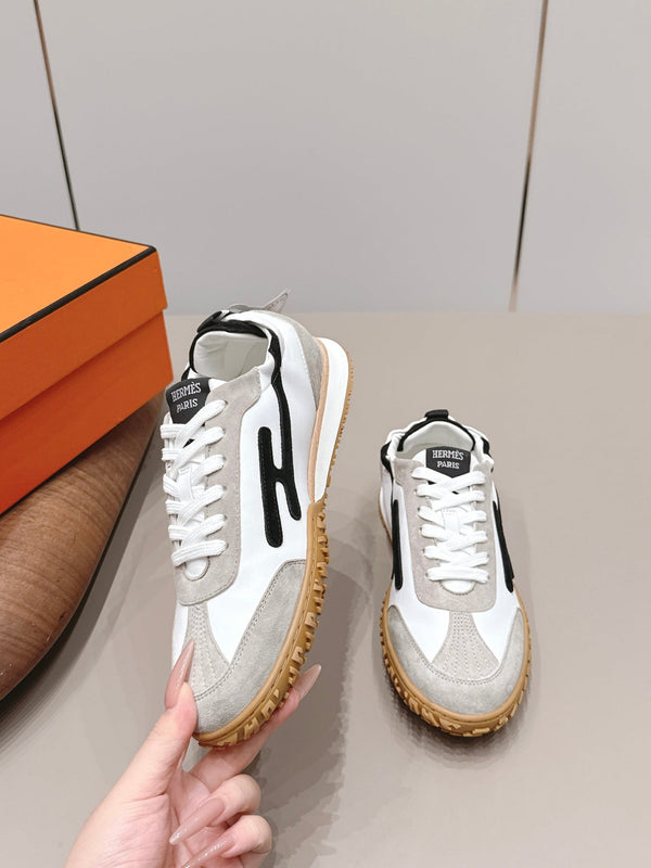 HM 26s Bouncing Sneakers White Kight Grey Nylon Suede