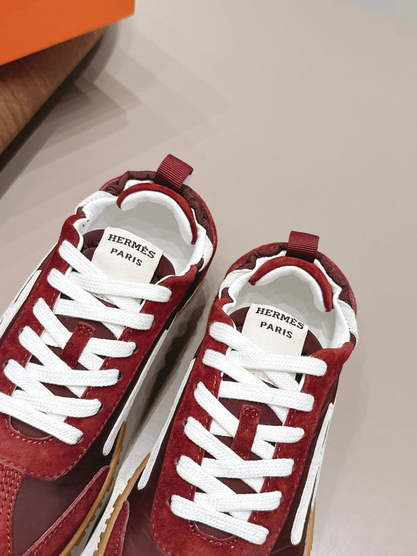 HM 26s Bouncing Sneakers Brown Burgundy Nylon Suede