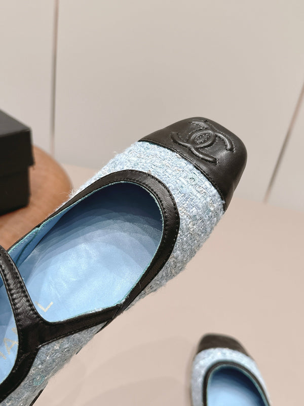 CC 26s Square-toe Ballet Flat Black Blue Sheepskin 875987