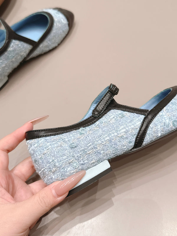 CC 26s Square-toe Ballet Flat Black Blue Sheepskin 875987