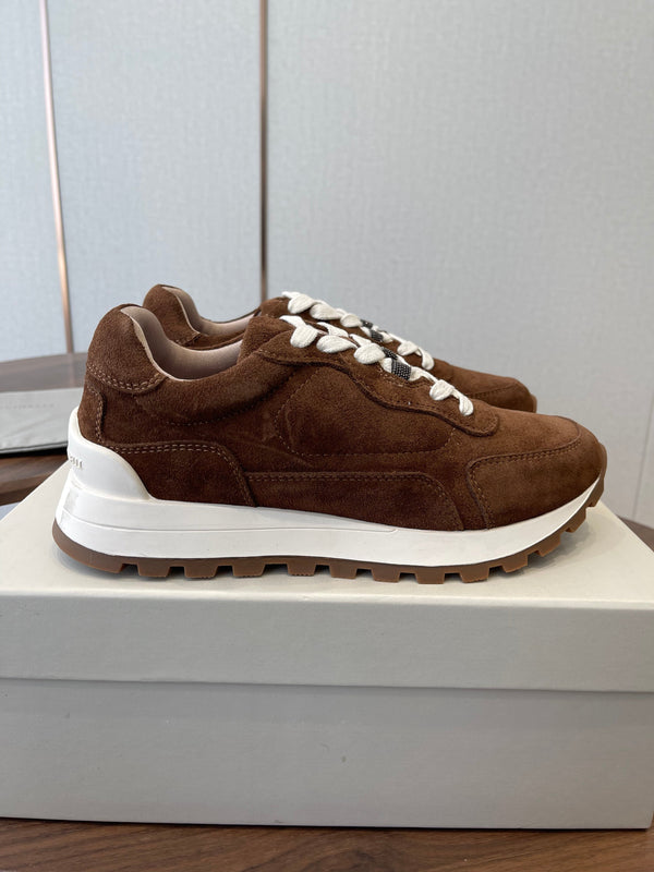 Brunello Runners With Shiny Details Brown Suede 624483