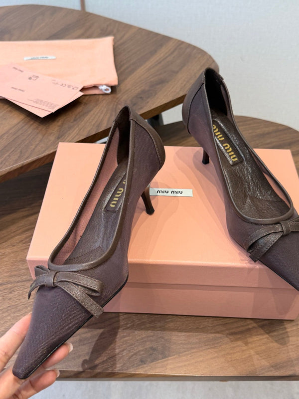 Miu 26s Pump 5.5cm Coffee Canvas 887658