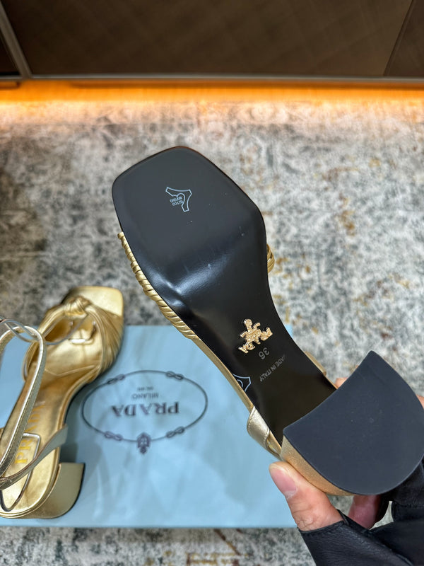 Pra Heeled Sandals 7cm Gold Leather 804101