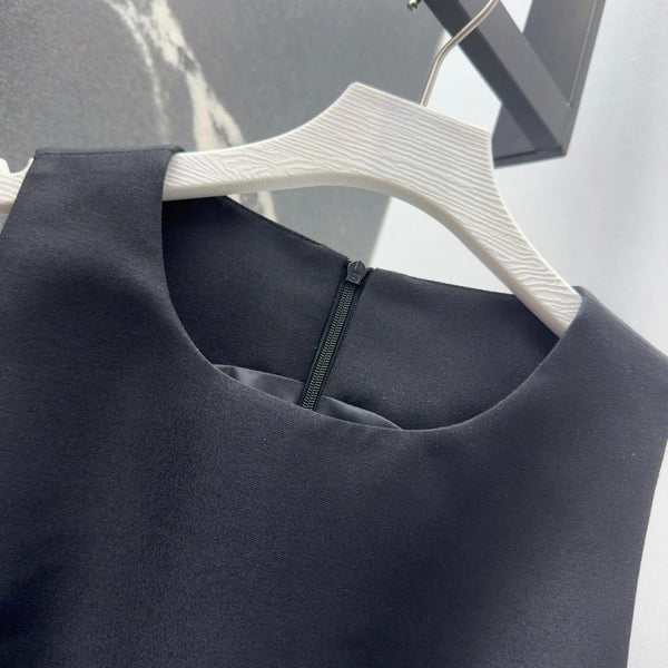 CD 25 Bow Sleeveless Mini Dress Black Satin