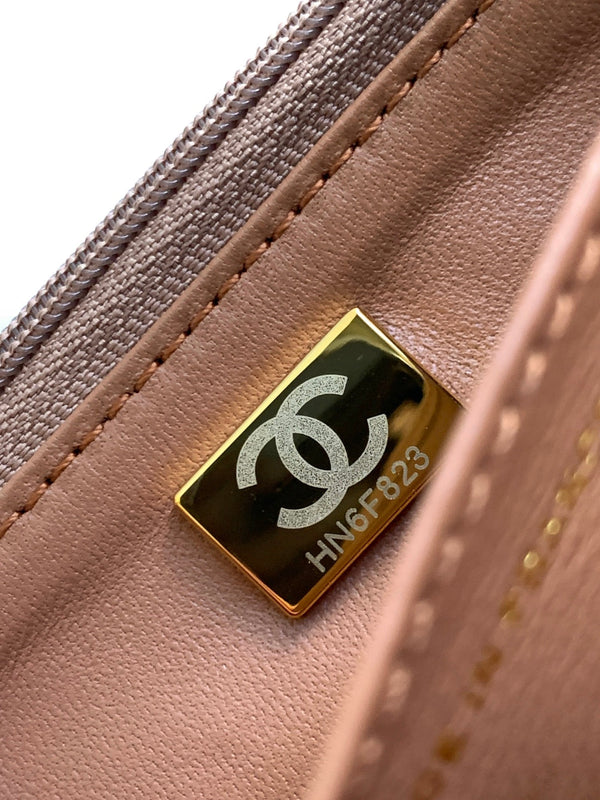 CC Handle Bag 19cm Double C Camel Lambskin Gold Hardware