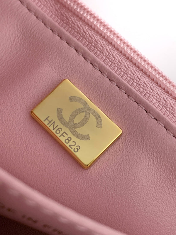 CC Handle Bag 19cm Double C Pink Lambskin Gold Hardware