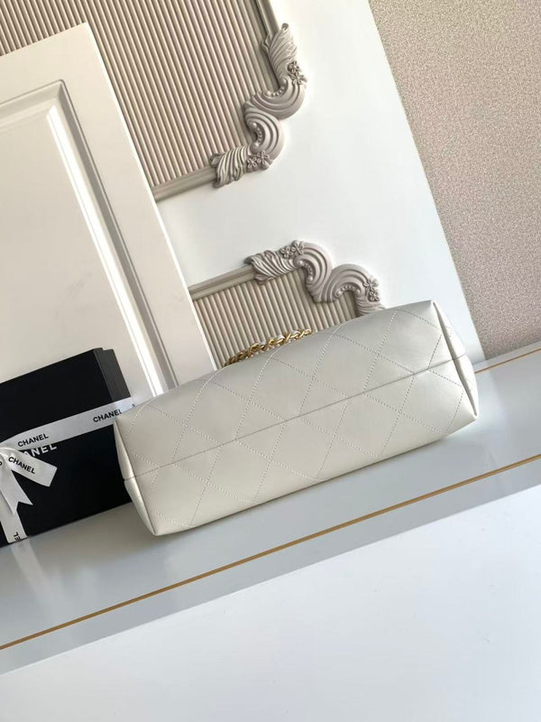 Chanel 2026 Hippie Hobo Bag 35cm White Calfskin 326214
