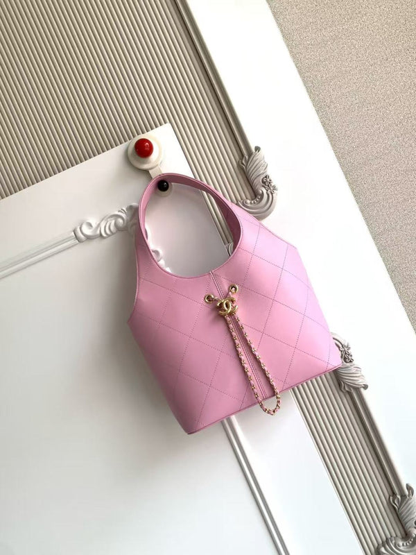 CC 2026 Basket Hobo Bag 35cm Pink Calfskin