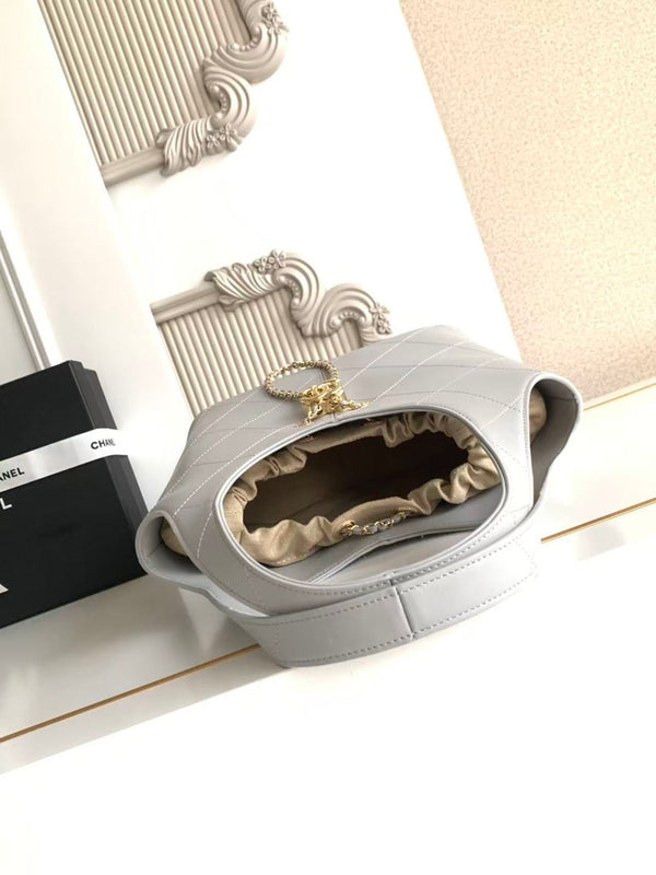 CC 2026 Basket Hobo Bag 35cm Grey Calfskin
