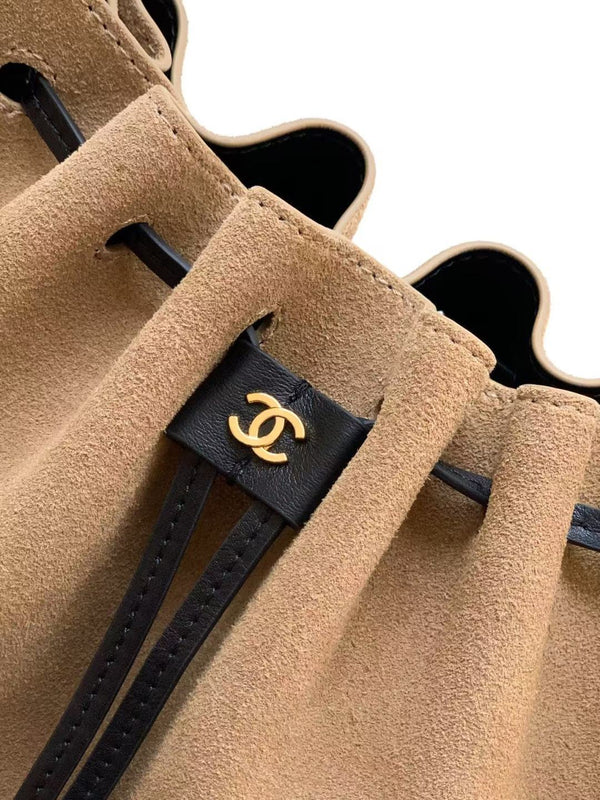 Chanel 2026 Drawstring Cloud Bucket Bag 32cm Suede Calfskin