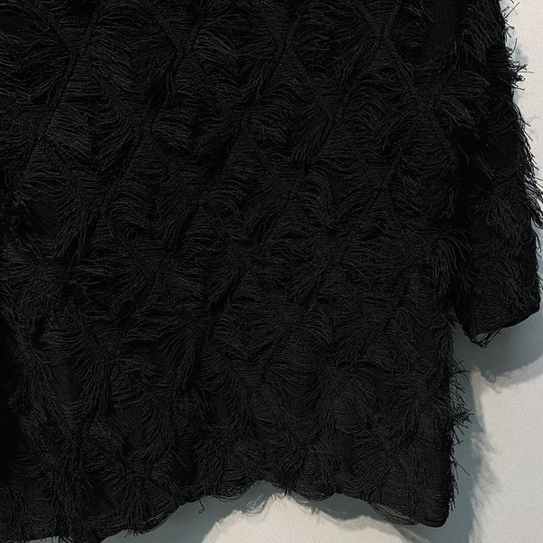 CC SS26 Feather-Trimmed Chiffon Top Black Chiffon 350963