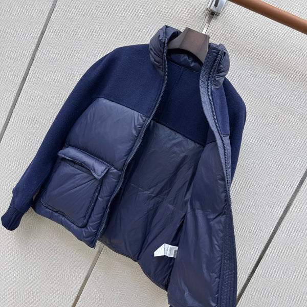BC 26s Short Puffer Jacket Blue Down Recycled Nylon Fabric 419317