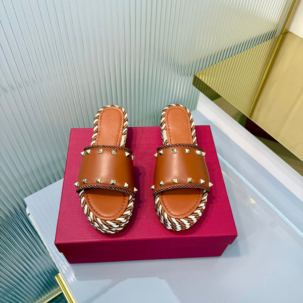 VT 26s Espadrille Slides 5cm Brown Sheepskin714910