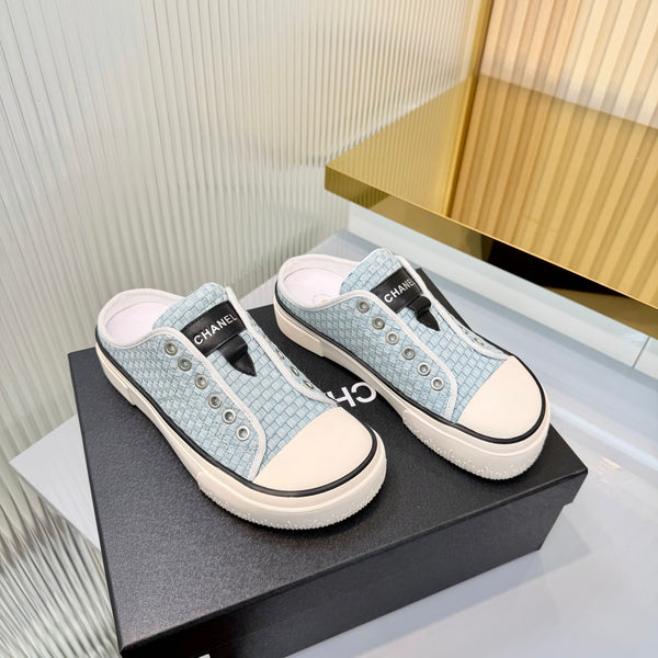 CC 26s Casual Sports Mules White Blue Denim 924004