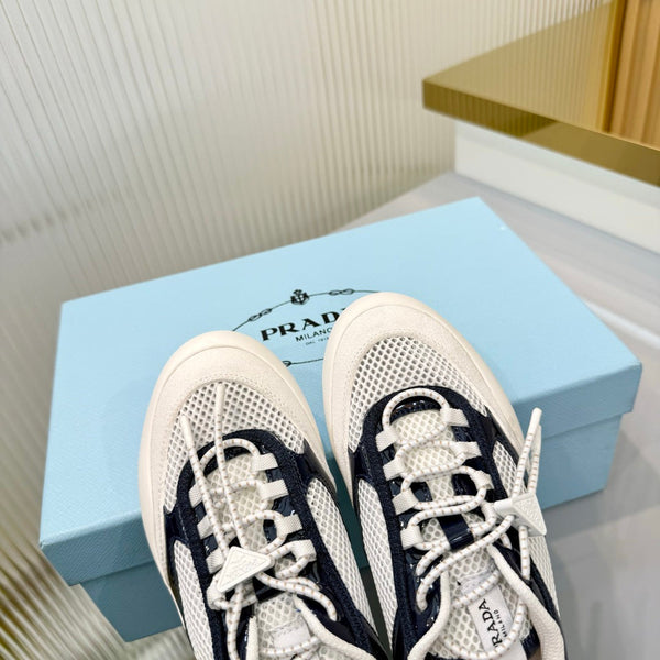 Prad 26s Speedrock Sneakers White Black Patent Leather Mesh Fabric 986640