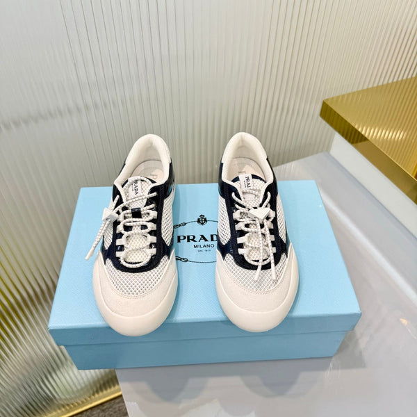 Prad 26s Speedrock Sneakers White Black Patent Leather Mesh Fabric 986640
