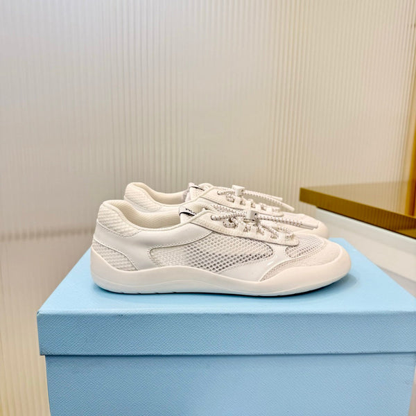 Prad 26s Speedrock Sneakers White Patent Leather Mesh Fabric 986641
