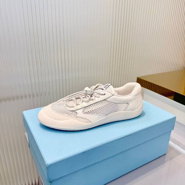Prad 26s Speedrock Sneakers White Patent Leather Mesh Fabric 986641