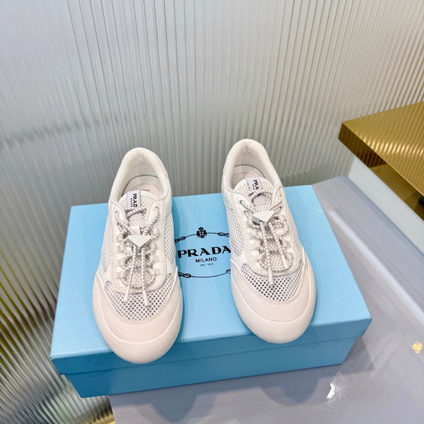 Prad 26s Speedrock Sneakers White Patent Leather Mesh Fabric 986641