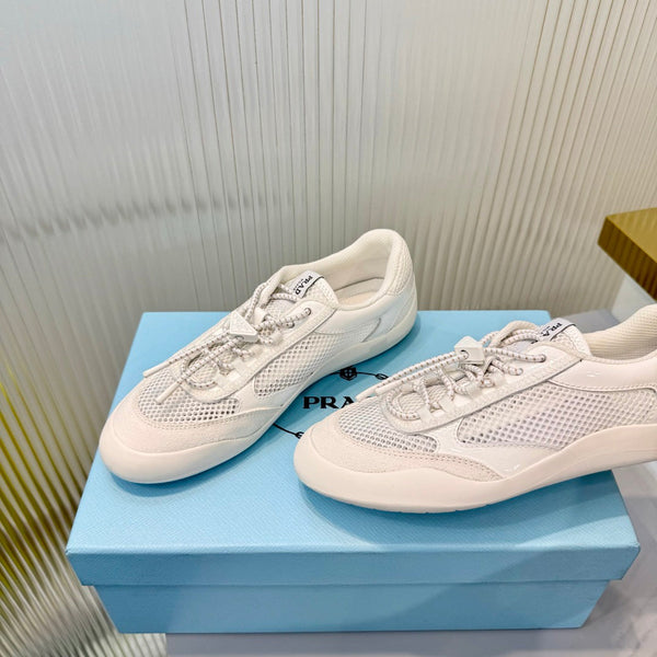 Prad 26s Speedrock Sneakers White Patent Leather Mesh Fabric 986641