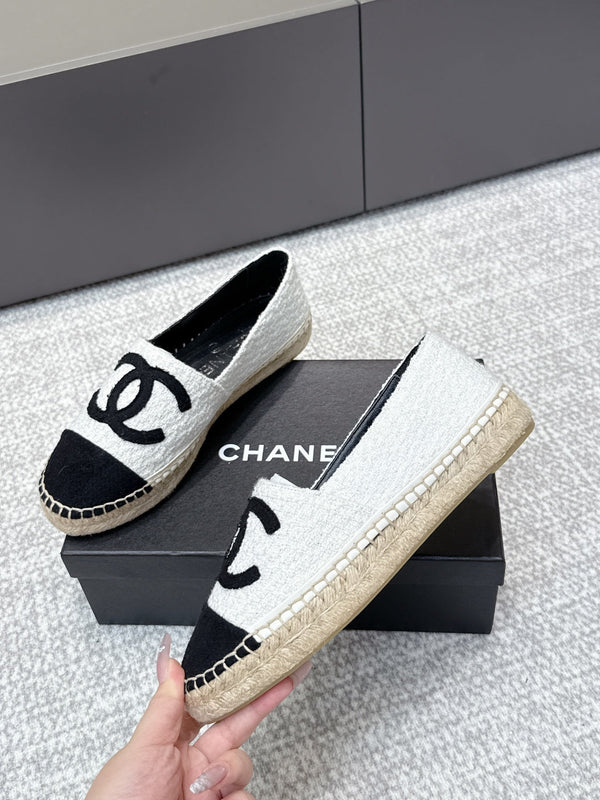 CC Espadrilles Black White Tweed 653919