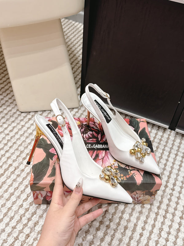 DG Rainbow Slingbacks White Patent Leather 663074
