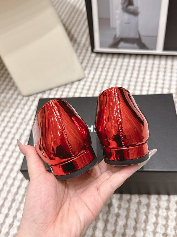 CC 2026 Ballet Flat Red White Patent Leather 721415