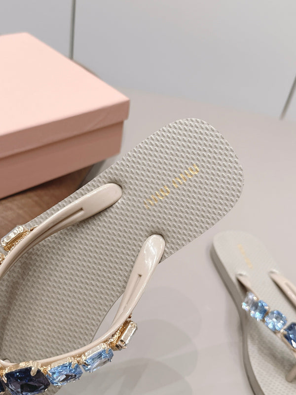 Miu 26s Flip-Flop Sandals Taupe Foam 905272