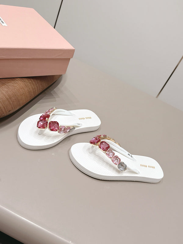 Miu 26s Flip-Flop Sandals White Foam 905273