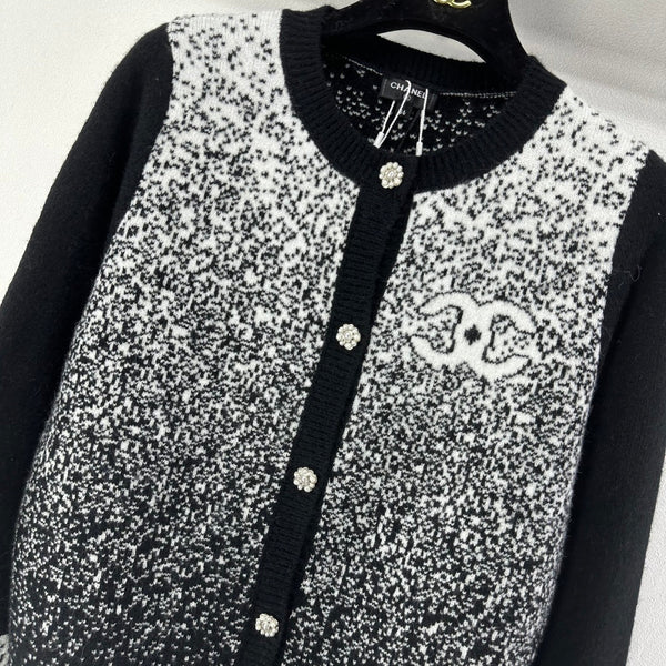 Chanel 2025 Knitted Cardigan Black Wool 329292