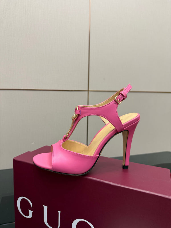 GG G-Buckle High-Heeled Sandals 10.5cm Pink Cowhide 725307