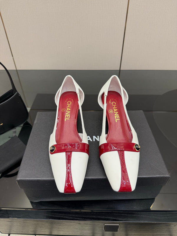 CC 26P Slingback 5cm White Red Patent Leather 791609