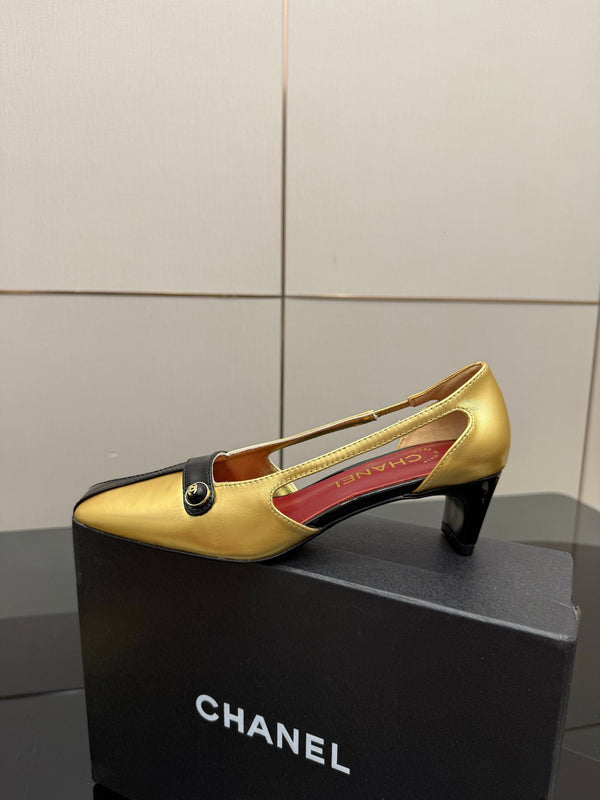 CC 26P Slingback 5cm Gold Black Patent Leather 791612