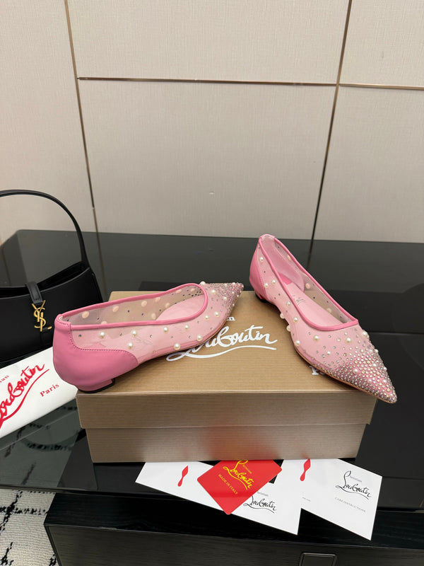 CL Degrastrassina Perla Ballet Flat Light Pink Mesh 828158