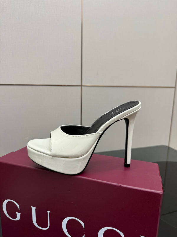GG 26s Sandal 12cm White Patent Leather 828218